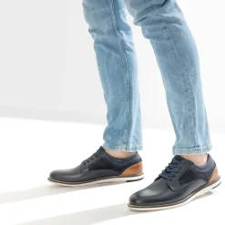 Eram Chaussures De Ville^Derby confort mix cuir et textile MARINE