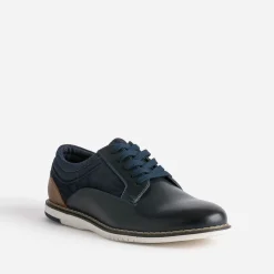 Eram Chaussures De Ville^Derby confort mix cuir et textile MARINE