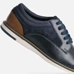 Eram Chaussures De Ville^Derby confort mix cuir et textile MARINE