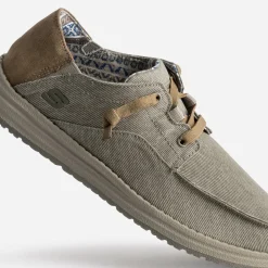 Skechers Toiles^Derby confort toile et cuir velours TAUPE