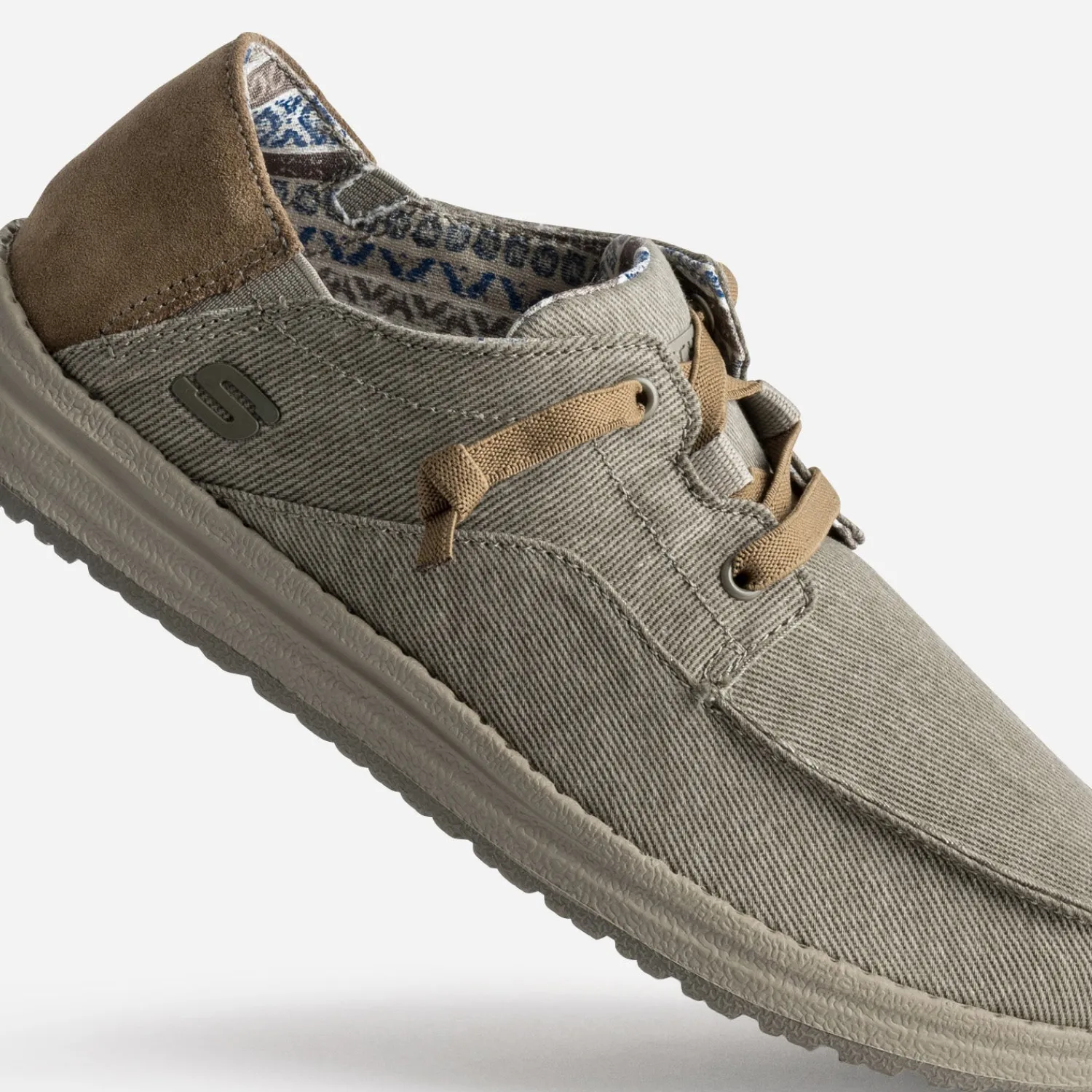 Skechers Toiles^Derby confort toile et cuir velours TAUPE