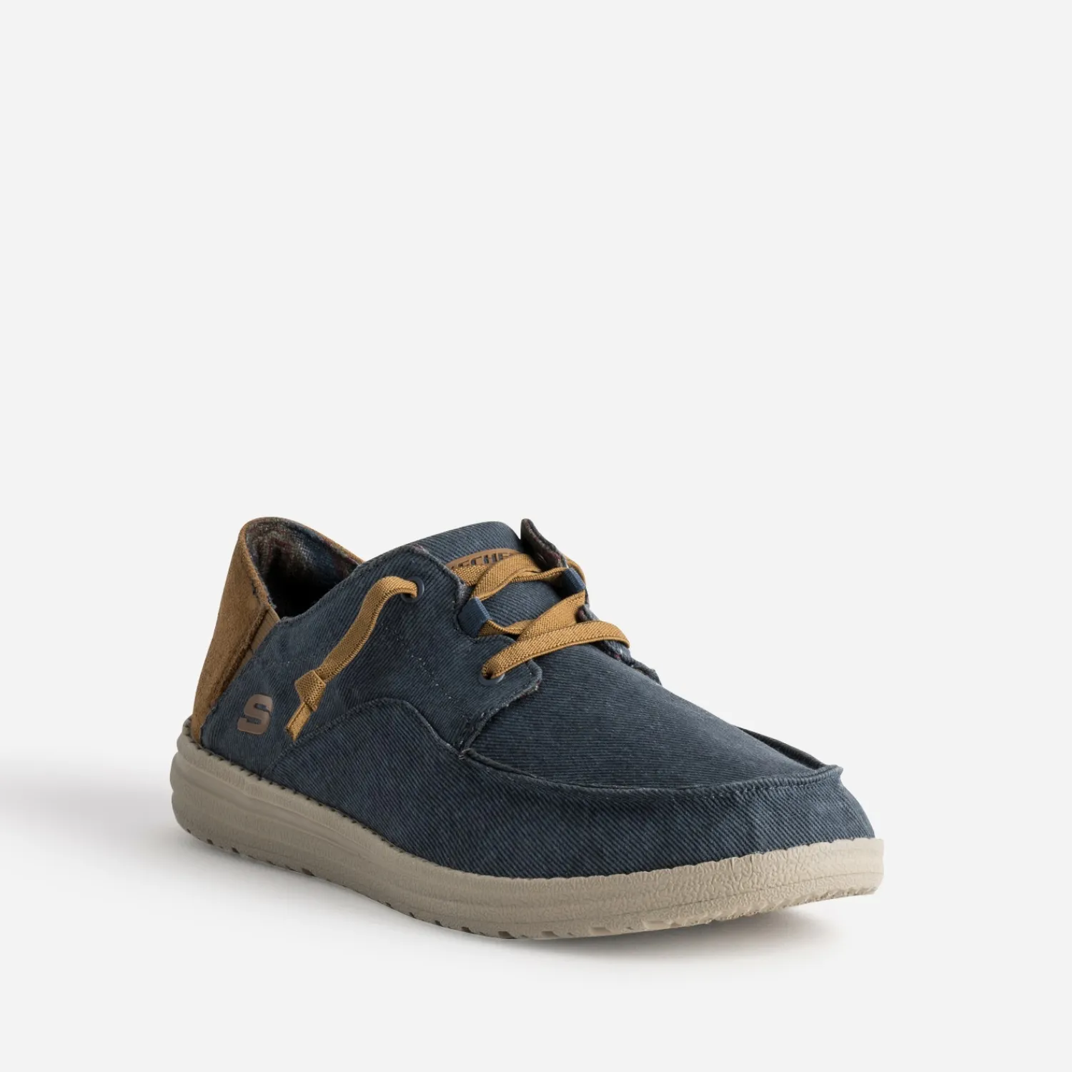 Skechers Toiles^Derby toile et cuir velours MARINE