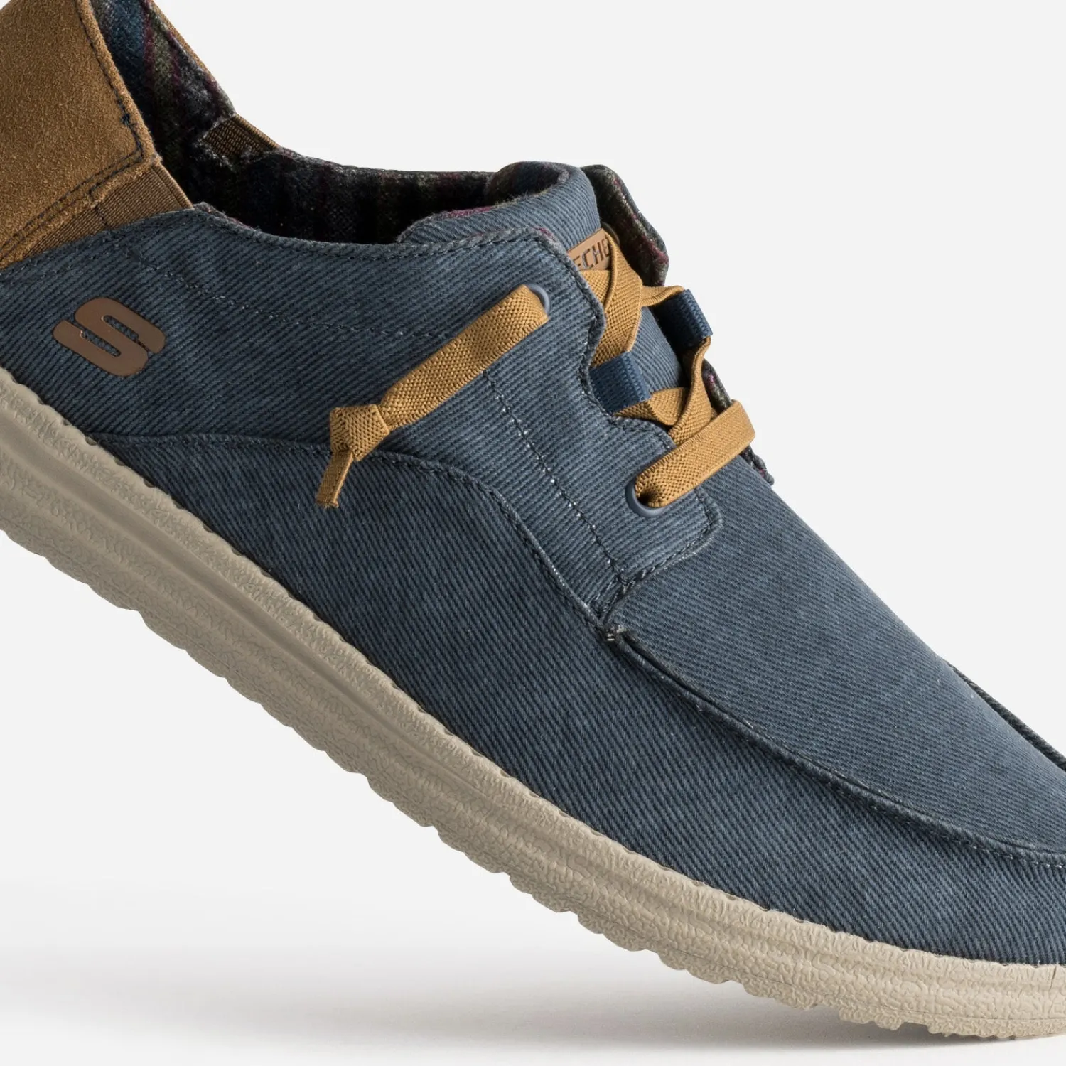 Skechers Toiles^Derby toile et cuir velours MARINE