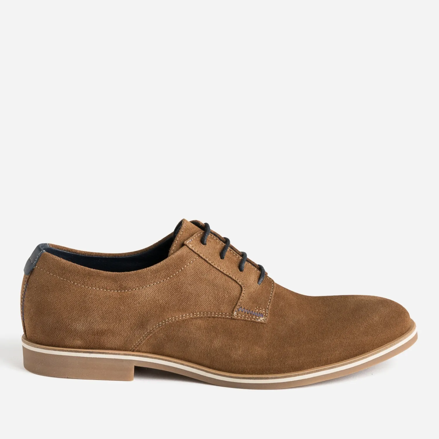 Eram Chaussures De Ville^Derby marron clair éco-conçu en cuir velours COGNAC
