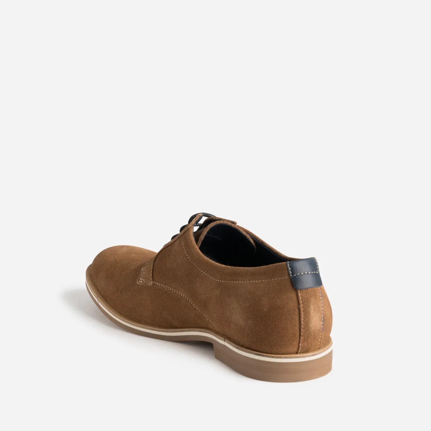 Eram Chaussures De Ville^Derby marron clair éco-conçu en cuir velours COGNAC