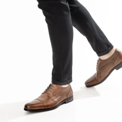 Eram Chaussures De Ville^Derby marron en cuir COGNAC