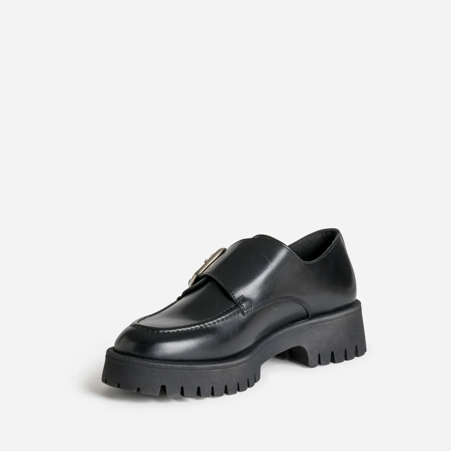 Texto Derbies^Derby cuir maxi boucle NOIR