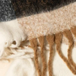 Texto Echarpes & Foulards^Echarpe , écrue et noire maxi carreaux CAMEL