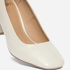 Eram Escarpins^Escarpin écru verni à bout carré BLANC
