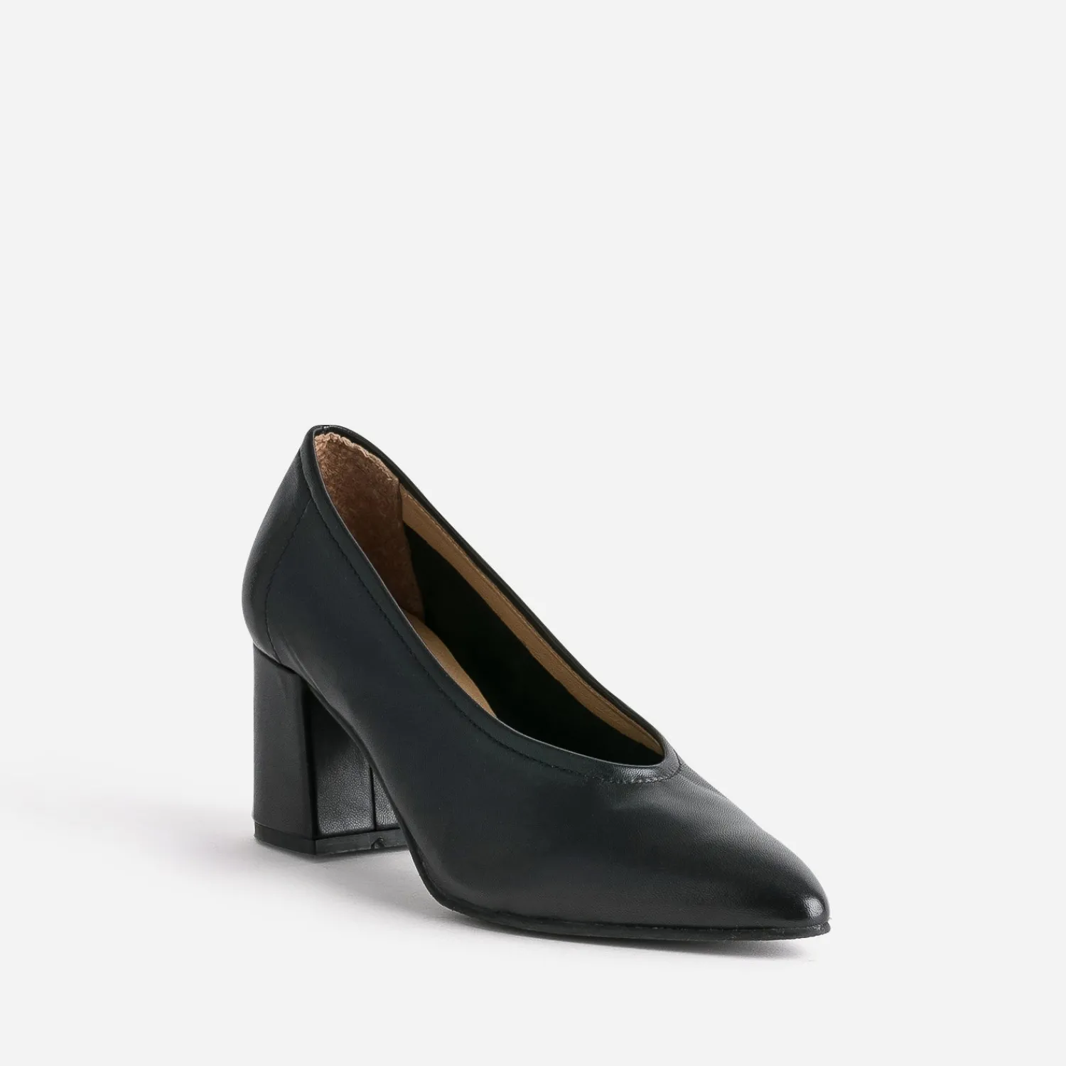 Eram Escarpins^Escarpin en cuir à décolleté couvrant NOIR