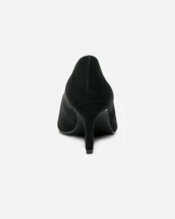 Eram Escarpins^Escarpin suédé éco-conçu à bord doré et bout pointu NOIR
