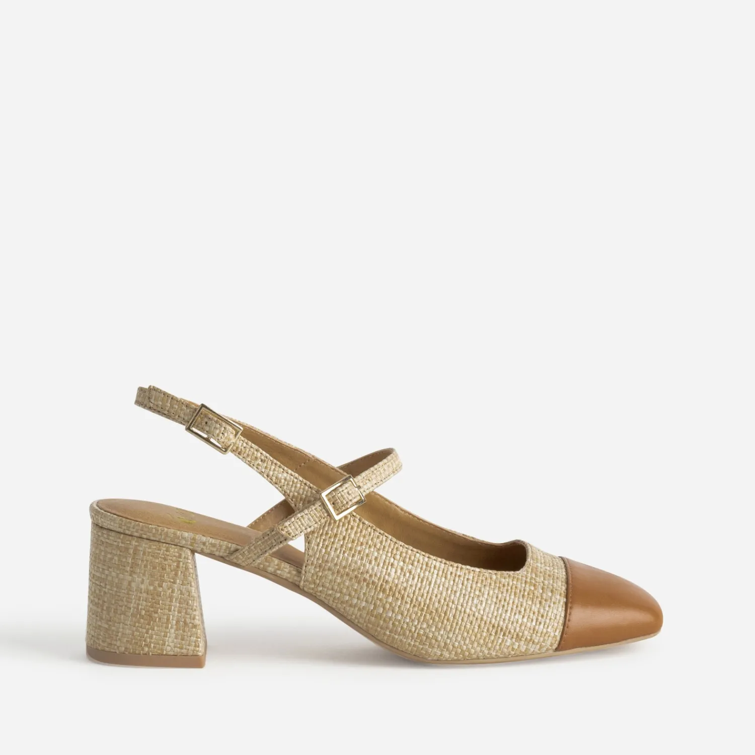 Eram Escarpins^Escarpin slingback tressé bout camel BEIGE