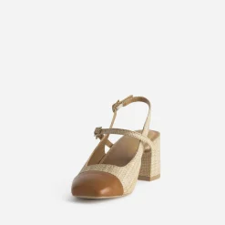 Eram Escarpins^Escarpin slingback tressé bout camel BEIGE