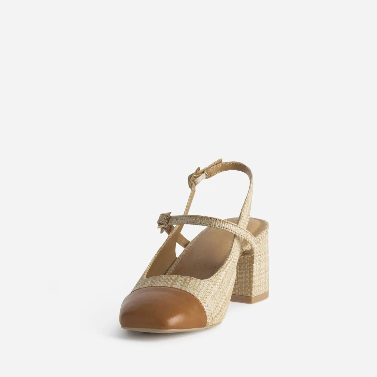 Eram Escarpins^Escarpin slingback tressé bout camel BEIGE