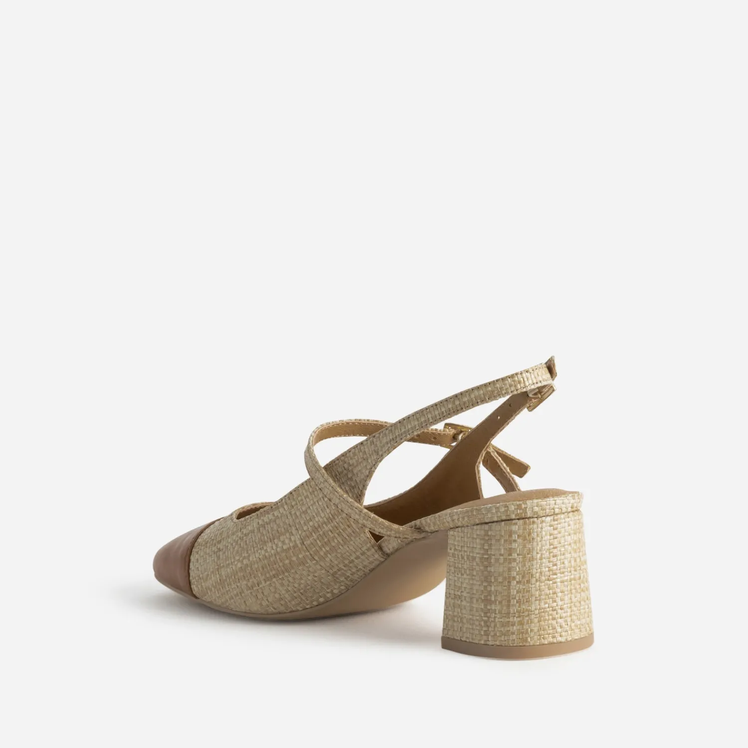Eram Escarpins^Escarpin slingback tressé bout camel BEIGE