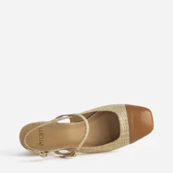 Eram Escarpins^Escarpin slingback tressé bout camel BEIGE