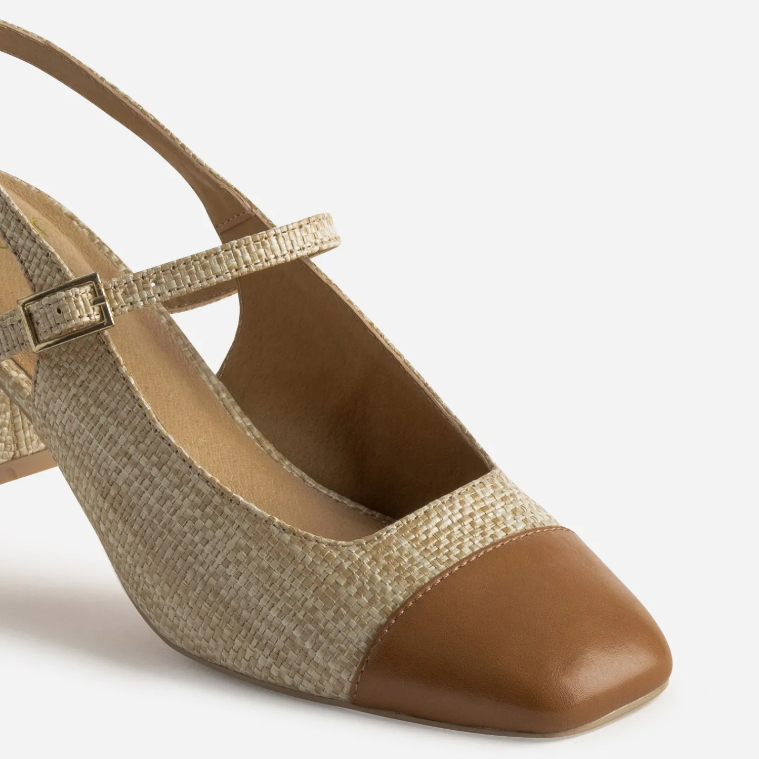 Eram Escarpins^Escarpin slingback tressé bout camel BEIGE