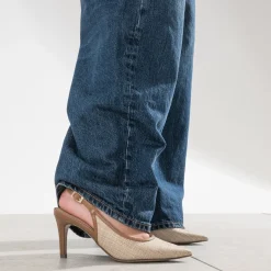Eram Escarpins^Escarpin slingback raphia bout pointu BEIGE