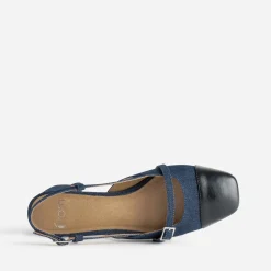 Eram Escarpins^Escarpin slingback denim brut et bout noir BLEU