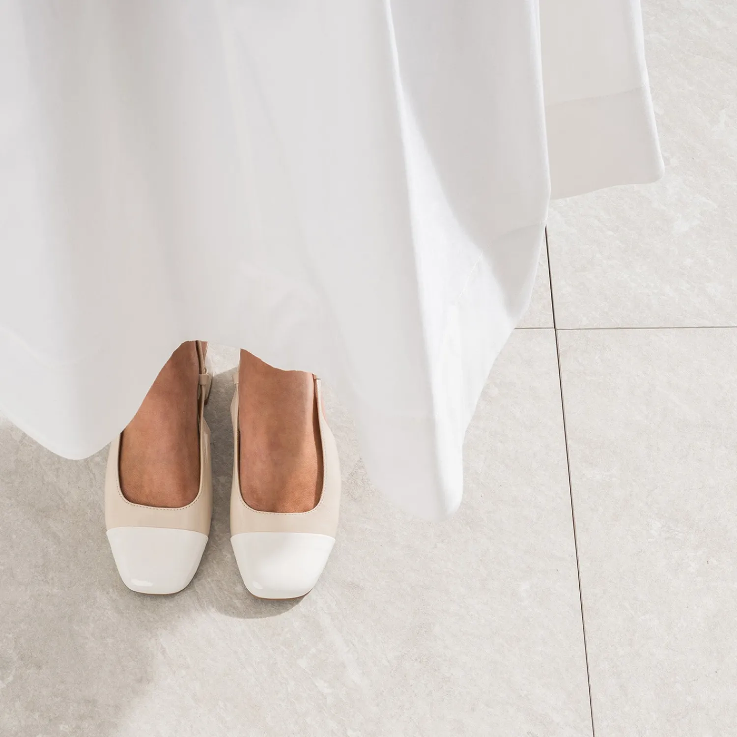 Eram Escarpins^Escarpin slingback écru et blanc verni BEIGE