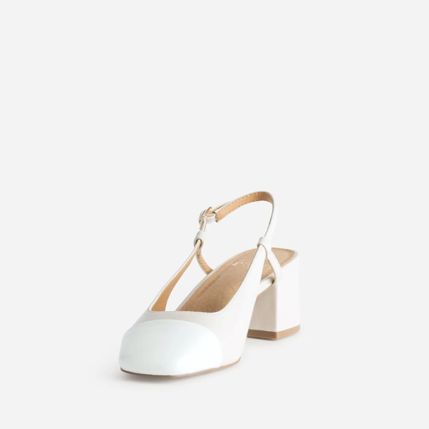 Eram Escarpins^Escarpin slingback écru et blanc verni BEIGE