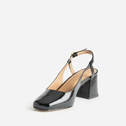 Eram Escarpins^Escarpin slingback verni à bouts rapportés NOIR