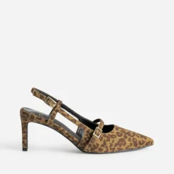 Eram Escarpins^Escarpin slingback TEXTO suédé effet léopard MARRON