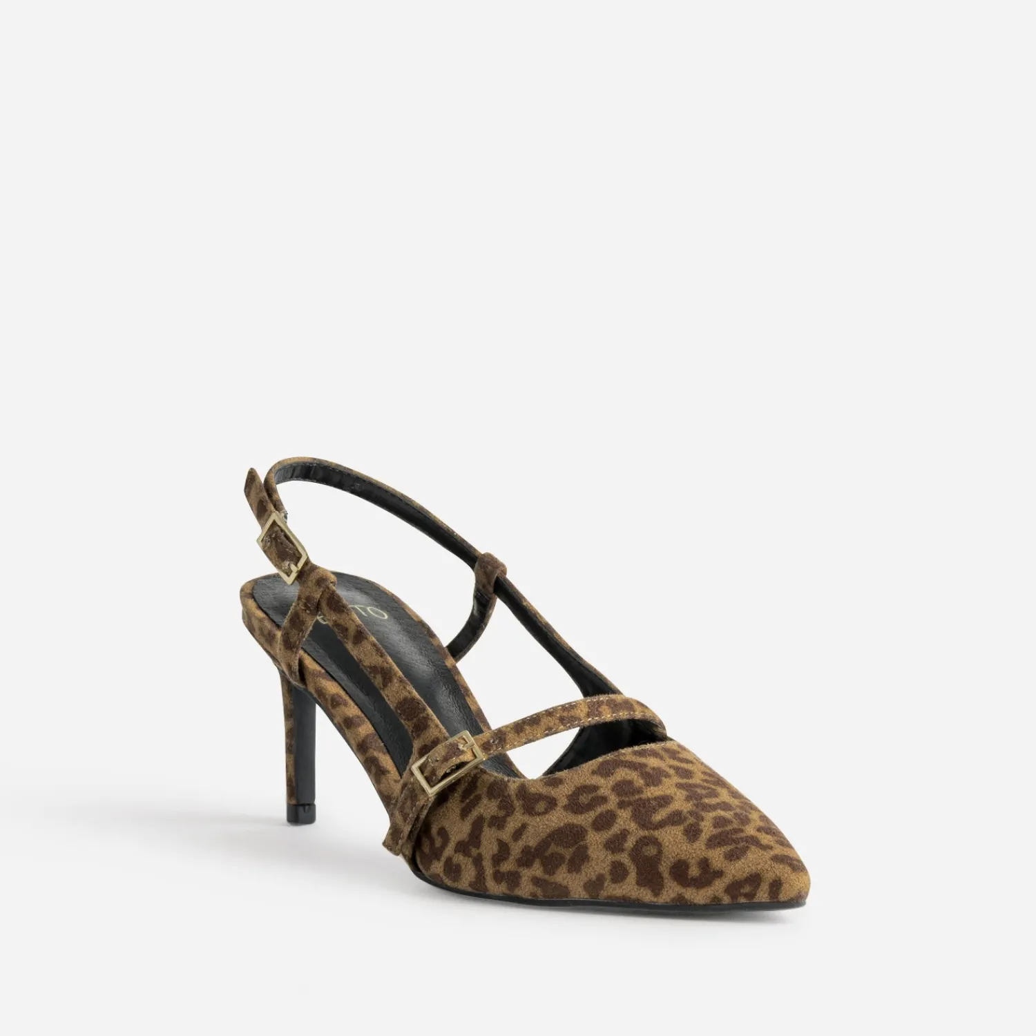 Eram Escarpins^Escarpin slingback TEXTO suédé effet léopard MARRON