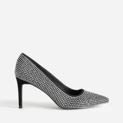 Texto Escarpins^Escarpin stiletto noir décor strass ARGENT