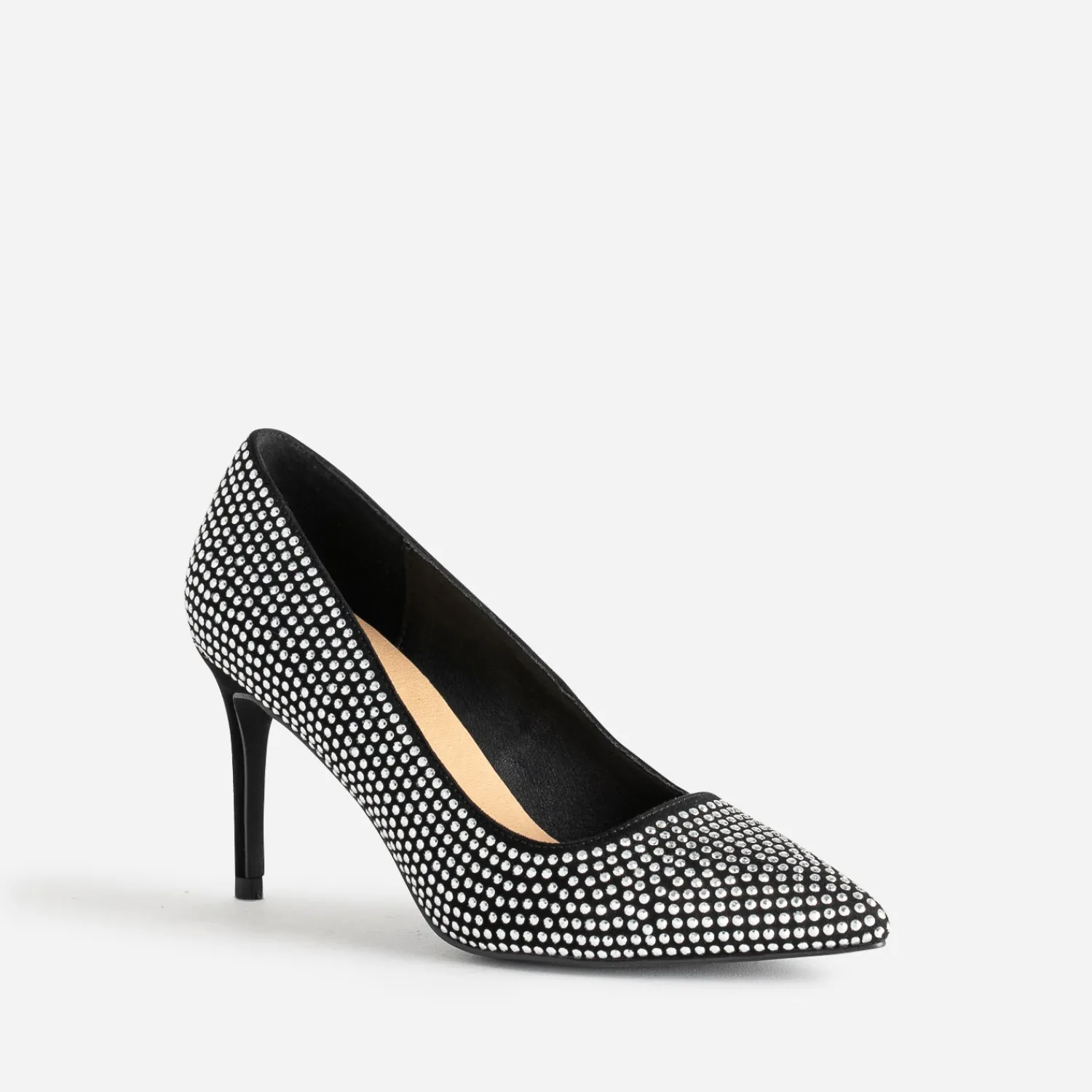 Texto Escarpins^Escarpin stiletto noir décor strass ARGENT