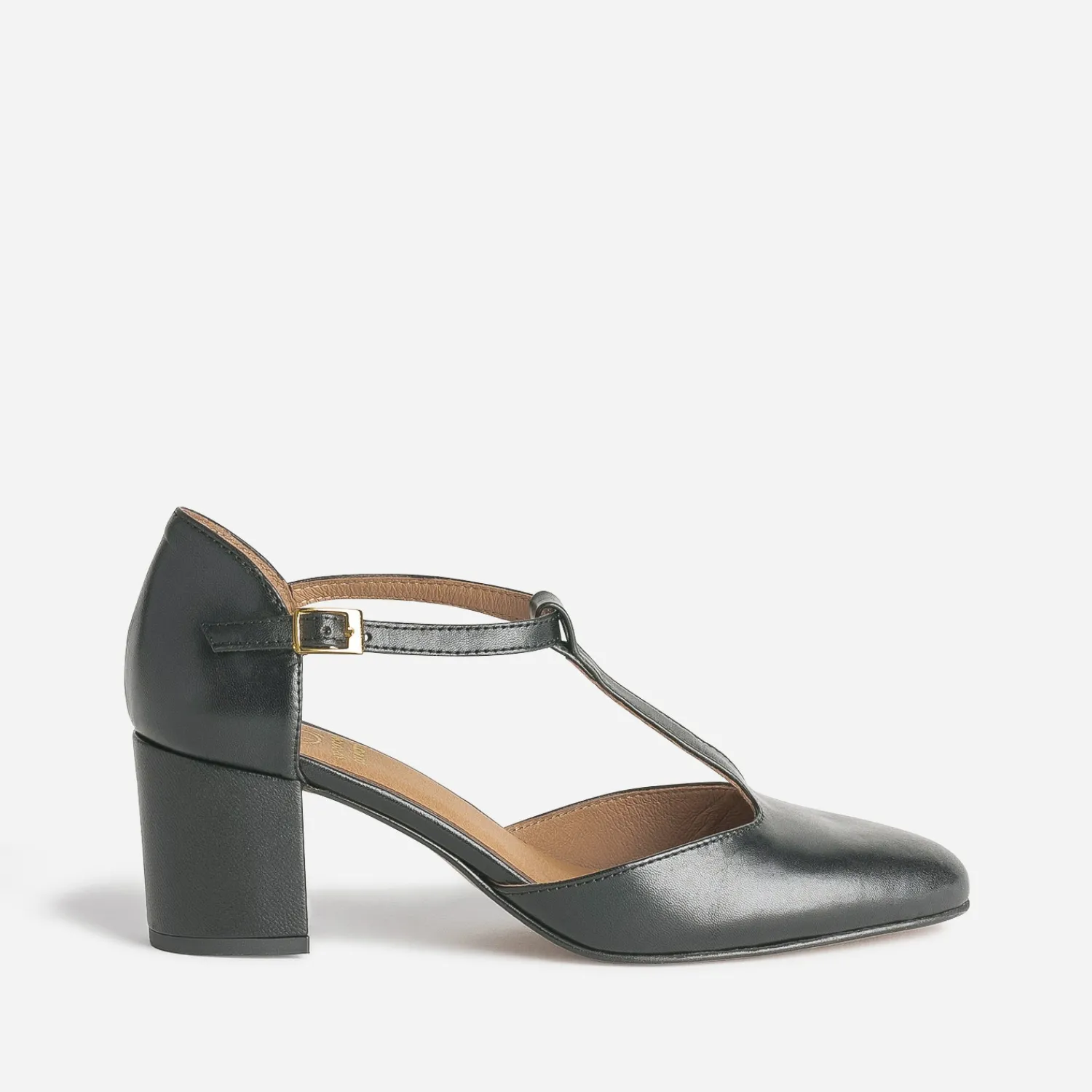Eram Escarpins^Escarpin-salomé éco-conçu en cuir NOIR