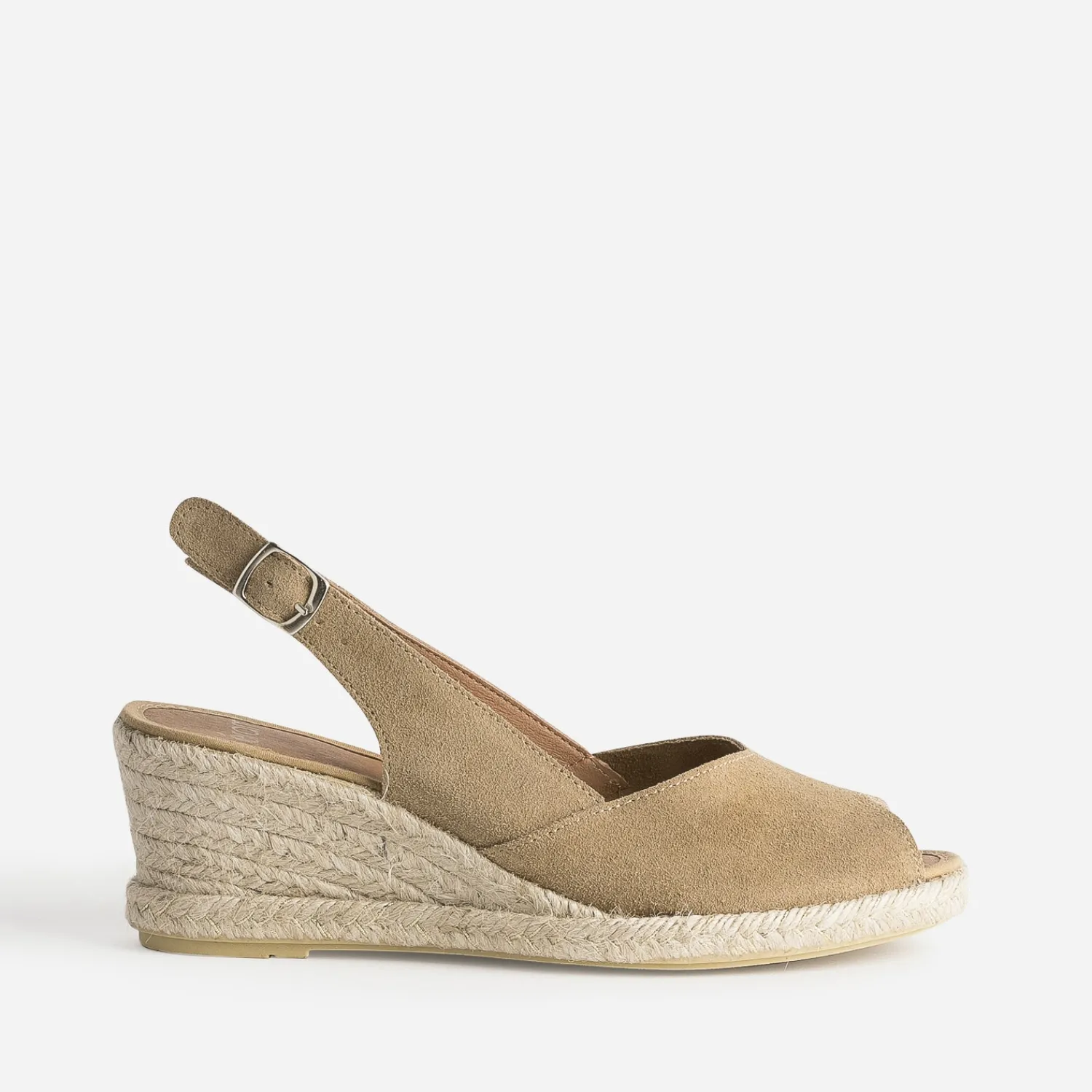 Eram Sandales^Espadrille compensée cuir velours éco-conçu BEIGE