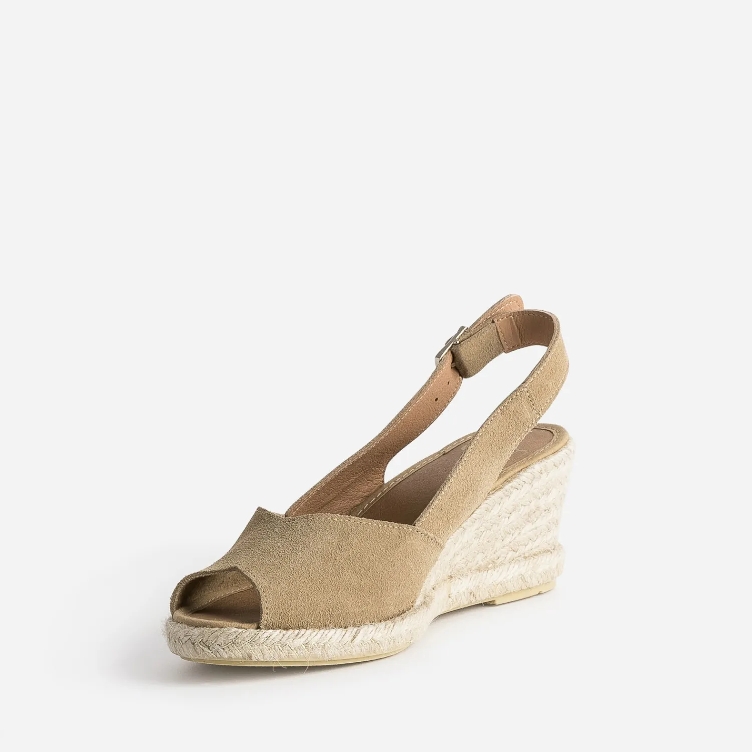 Eram Sandales^Espadrille compensée cuir velours éco-conçu BEIGE