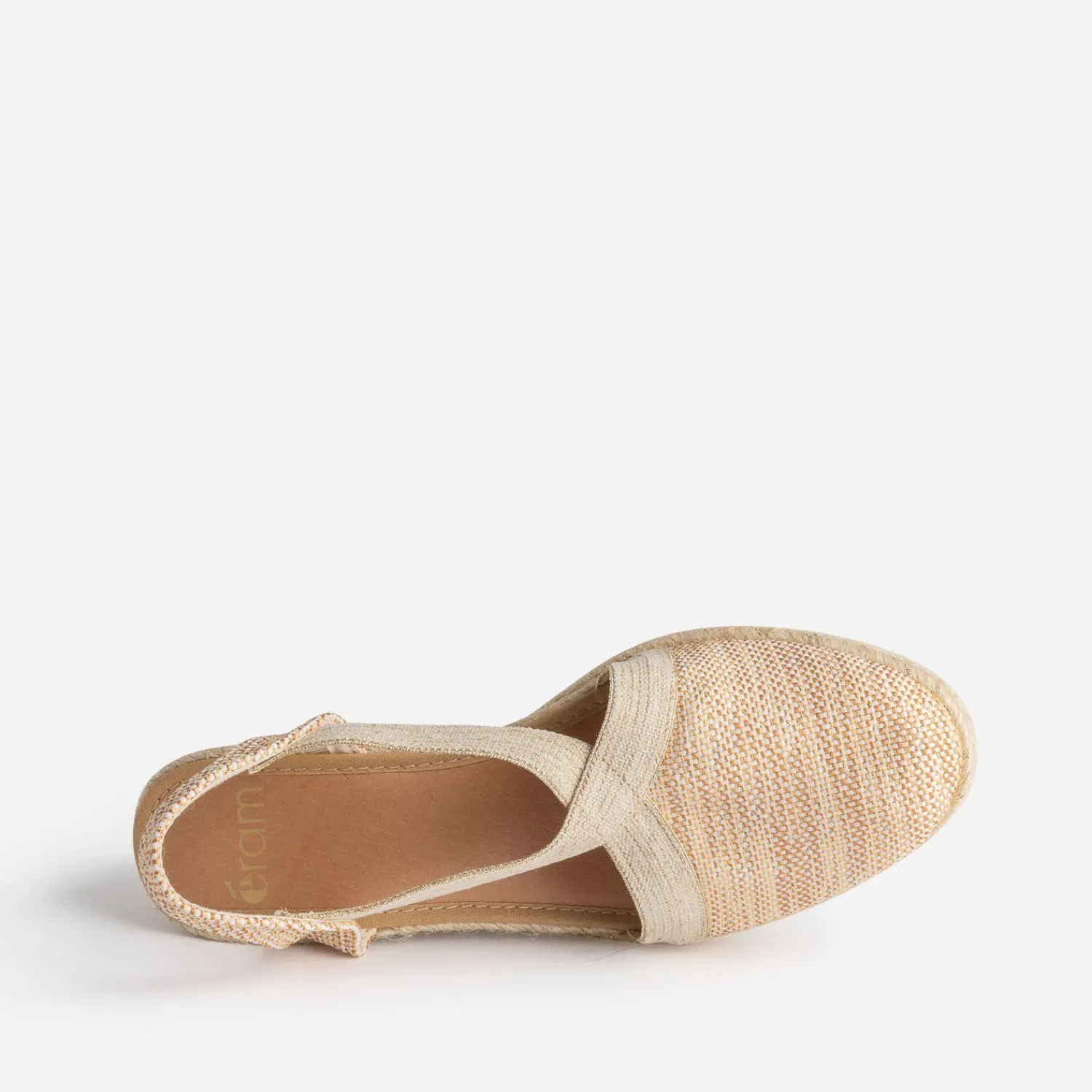 Eram Sandales^Espadrille compensée beige et camel pailleté or en toile MULTICOLORE