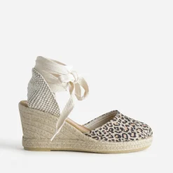 Eram Sandales^Espadrille compensée beige motif léopard MARRON