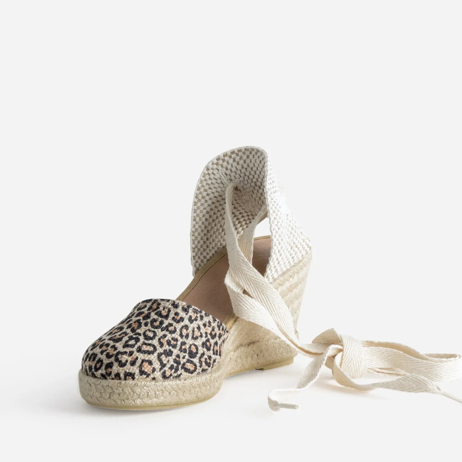 Eram Sandales^Espadrille compensée beige motif léopard MARRON