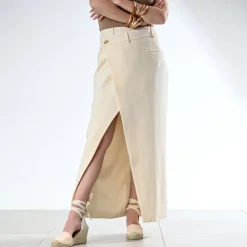 Eram Sandales^Espadrille compensée écrue toile rayée corail ROUGE