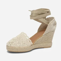 Eram Sandales^Espadrille compensée écrue façon crochet BLANC