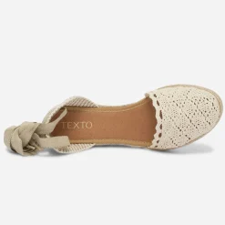 Eram Sandales^Espadrille compensée écrue façon crochet BLANC