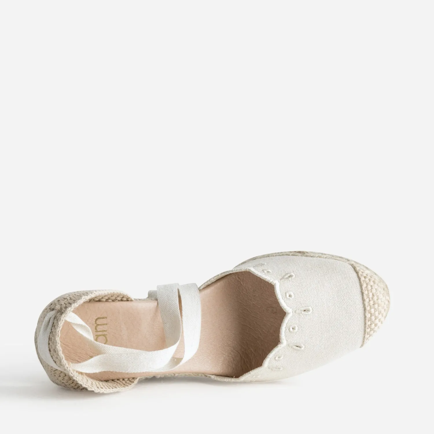 Eram Sandales^Espadrille compensée écrue toile brodée BEIGE