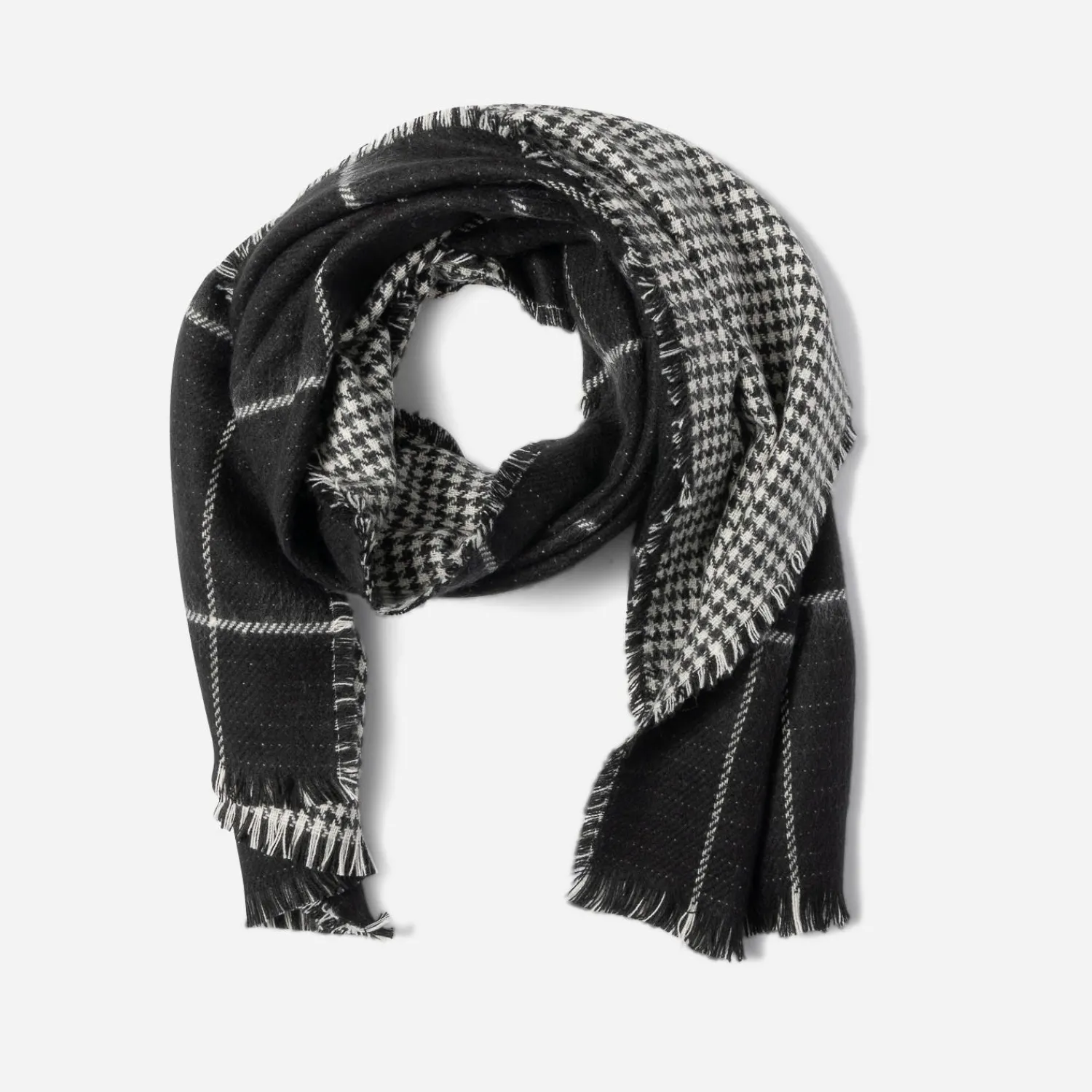 Texto Echarpes & Foulards^Etole e et blanche à carreaux NOIR