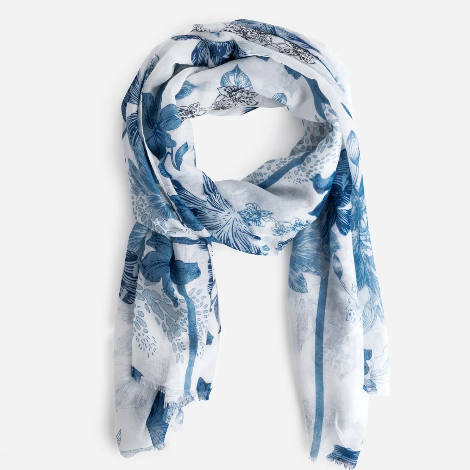 Eram Echarpes & Foulards^Foulard à motif fleurs bleues BLANC
