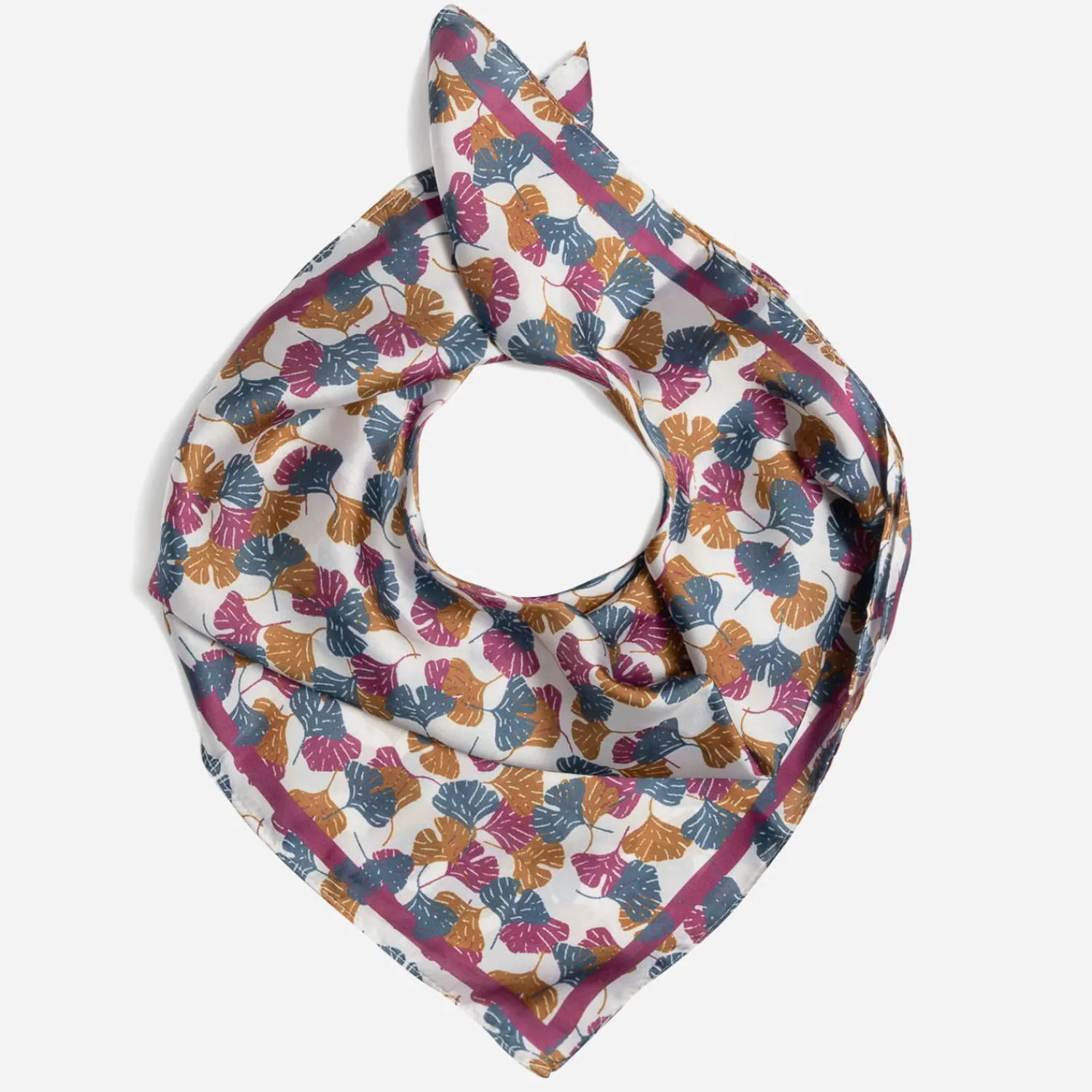Eram Echarpes & Foulards^Foulard écru imprimé feuilles MARINE