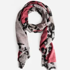 Texto Echarpes & Foulards^Foulard rouge et beige à motif léopard MULTICOLORE