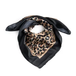 Texto Echarpes & Foulards^Foulard noir et imprimé léopard MARRON