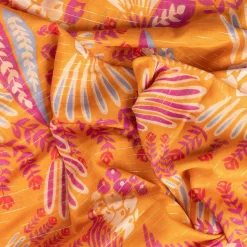 Texto Echarpes & Foulards^Foulard motif floral et rayures dorées ORANGE