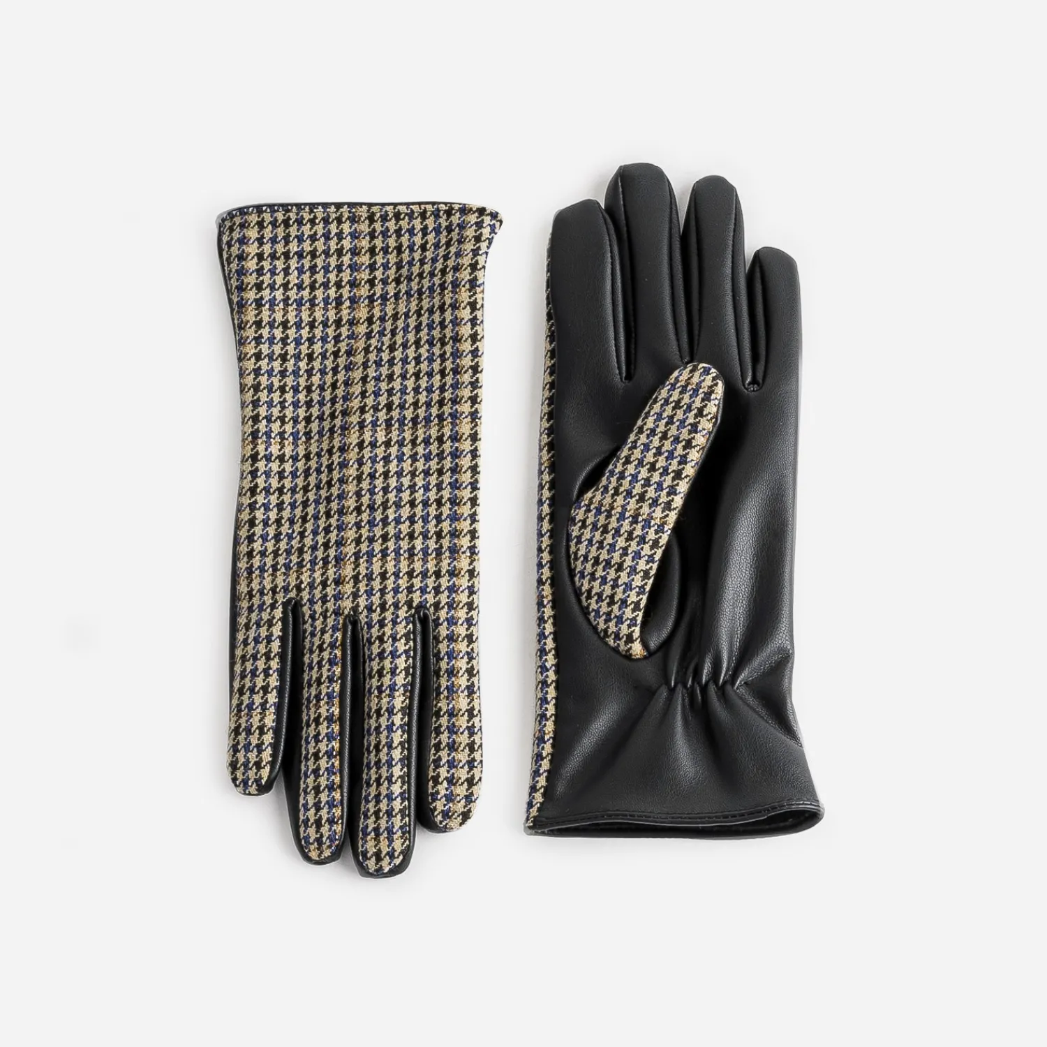 Eram Gants & Parapluie^Gants s bi-matière à motif pied-de-poule NOIR