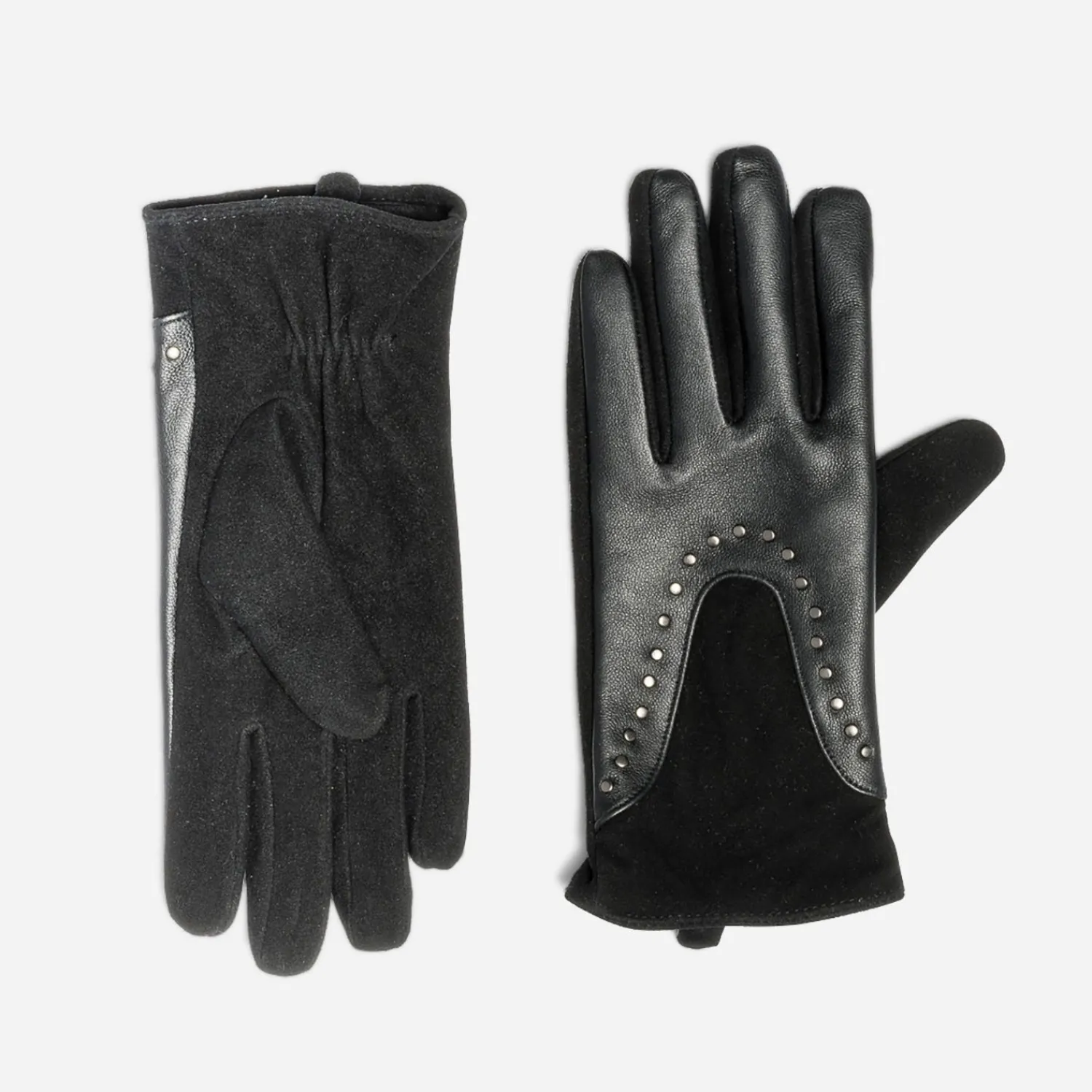 Texto Gants & Parapluie^Gants s en cuir à clous NOIR