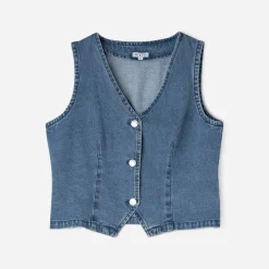 Texto T-Shirts^Gilet sans manches en jean BLEU