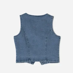 Texto T-Shirts^Gilet sans manches en jean BLEU